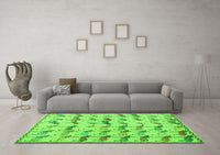 Machine Washable Abstract Green Modern Rug, wshabs5339grn