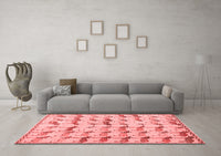 Machine Washable Abstract Red Modern Rug, wshabs5339red