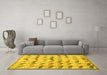 Machine Washable Abstract Yellow Modern Rug in a Living Room, wshabs5339yw