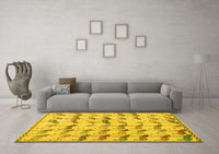 Machine Washable Abstract Yellow Modern Rug, wshabs5339yw