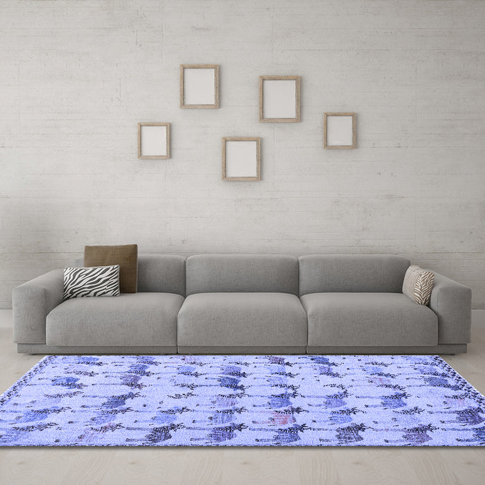 Machine Washable Abstract Blue Modern Rug in a Living Room, wshabs5339blu