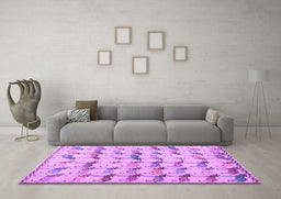 Machine Washable Abstract Purple Modern Area Rugs in a Living Room, wshabs5339pur