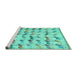 Sideview of Machine Washable Abstract Turquoise Modern Area Rugs, wshabs5339turq