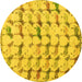 Round Abstract Yellow Modern Rug, abs5339yw