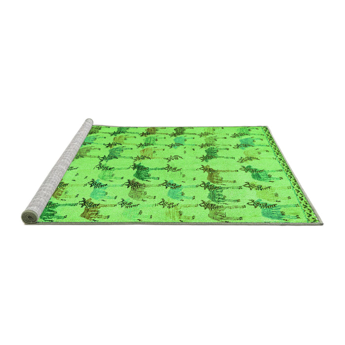 Sideview of Machine Washable Abstract Green Modern Area Rugs, wshabs5339grn