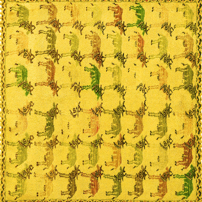 Square Abstract Yellow Modern Rug, abs5339yw