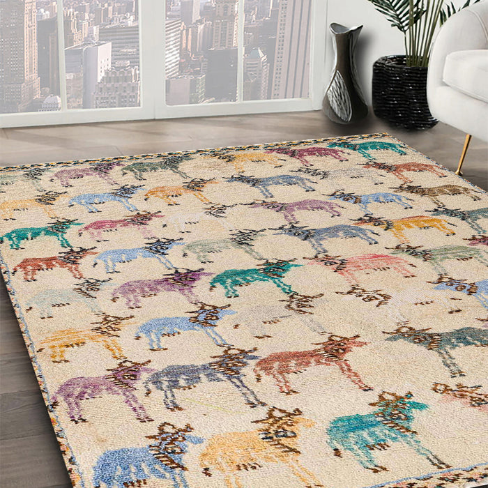 Machine Washable Abstract Dark Almond Brown Rug in a Family Room, wshabs5339