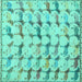 Square Abstract Turquoise Modern Rug, abs5339turq