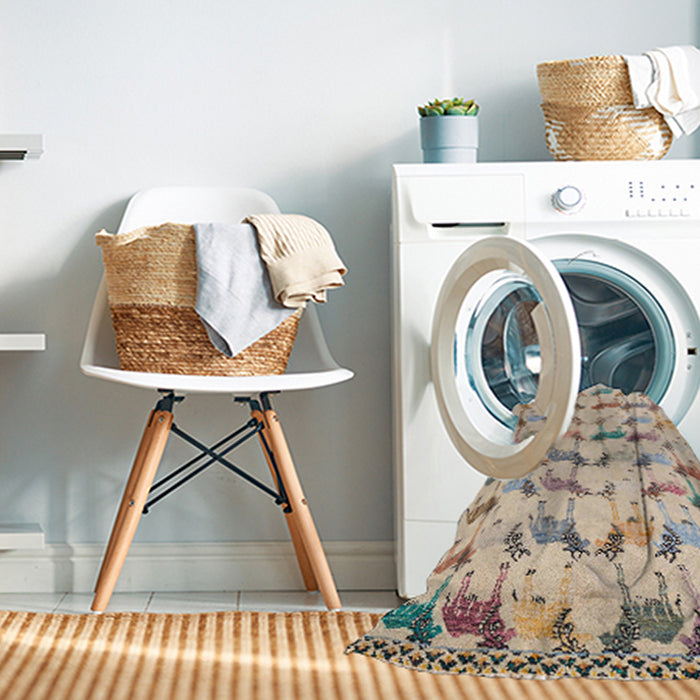 Machine Washable Abstract Dark Almond Brown Rug in a Washing Machine, wshabs5339