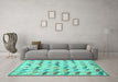 Machine Washable Abstract Turquoise Modern Area Rugs in a Living Room,, wshabs5339turq