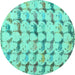 Round Abstract Turquoise Modern Rug, abs5339turq