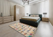 Abstract Dark Almond Brown Modern Rug in a Bedroom, abs5339