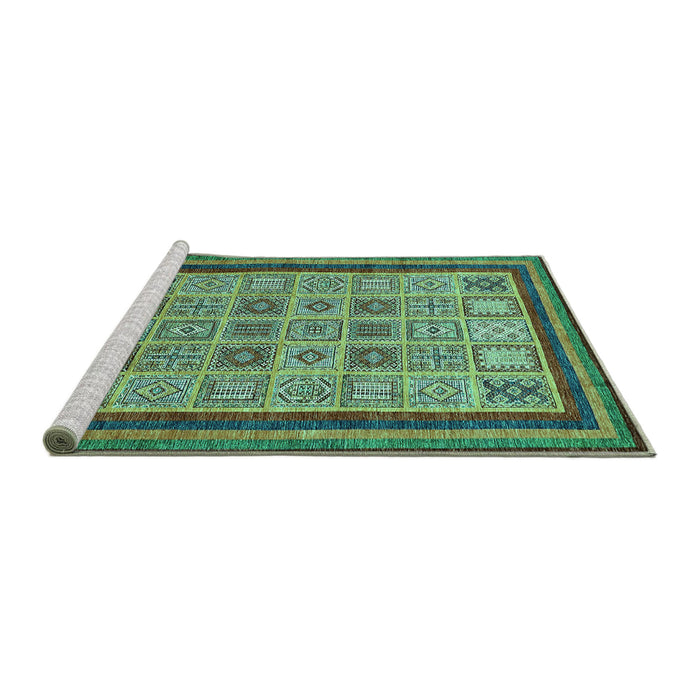 Sideview of Machine Washable Abstract Turquoise Modern Area Rugs, wshabs533turq