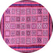 Round Machine Washable Abstract Pink Modern Rug, wshabs533pnk