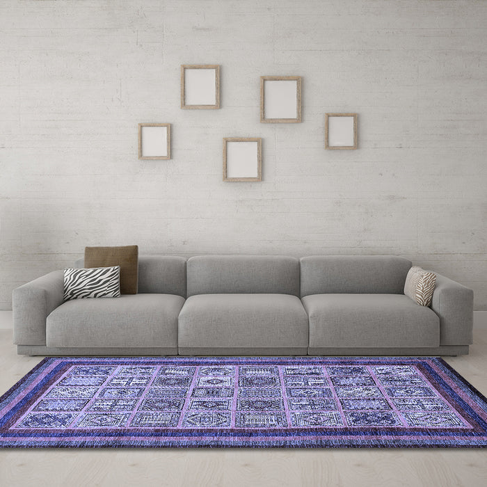Machine Washable Abstract Blue Modern Rug in a Living Room, wshabs533blu