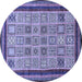 Round Machine Washable Abstract Blue Modern Rug, wshabs533blu