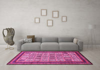 Machine Washable Abstract Pink Modern Rug, wshabs533pnk