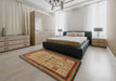 Abstract Saffron Red Modern Rug in a Bedroom, abs533