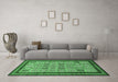 Machine Washable Abstract Emerald Green Modern Area Rugs in a Living Room,, wshabs533emgrn