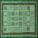 Square Machine Washable Abstract Turquoise Modern Area Rugs, wshabs533turq