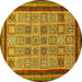 Round Abstract Yellow Modern Rug, abs533yw