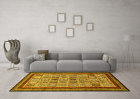 Machine Washable Abstract Yellow Modern Rug, wshabs533yw