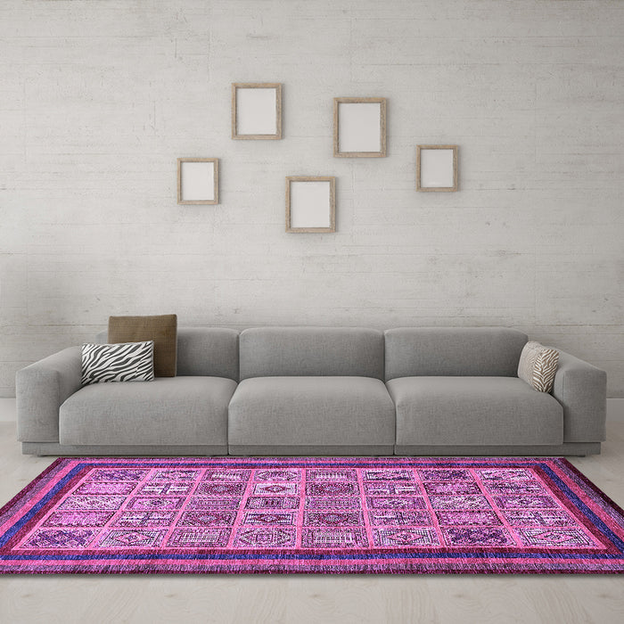 Machine Washable Abstract Purple Modern Area Rugs in a Living Room, wshabs533pur