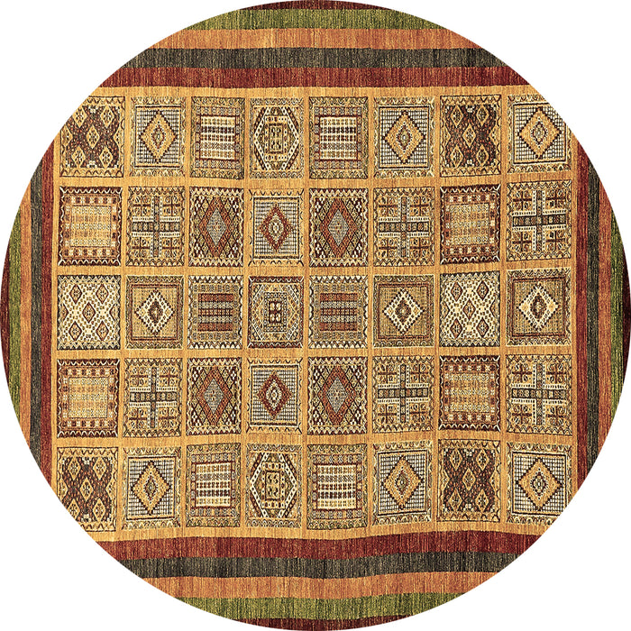 Round Abstract Brown Modern Rug, abs533brn