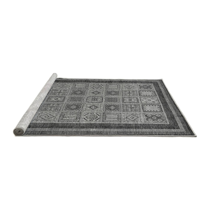 Sideview of Machine Washable Abstract Gray Modern Rug, wshabs533gry