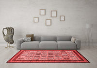 Machine Washable Abstract Red Modern Rug, wshabs533red