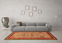 Machine Washable Abstract Orange Modern Rug, wshabs533org