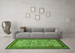 Machine Washable Abstract Green Modern Area Rugs in a Living Room,, wshabs533grn