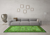 Machine Washable Abstract Green Modern Rug, wshabs533grn