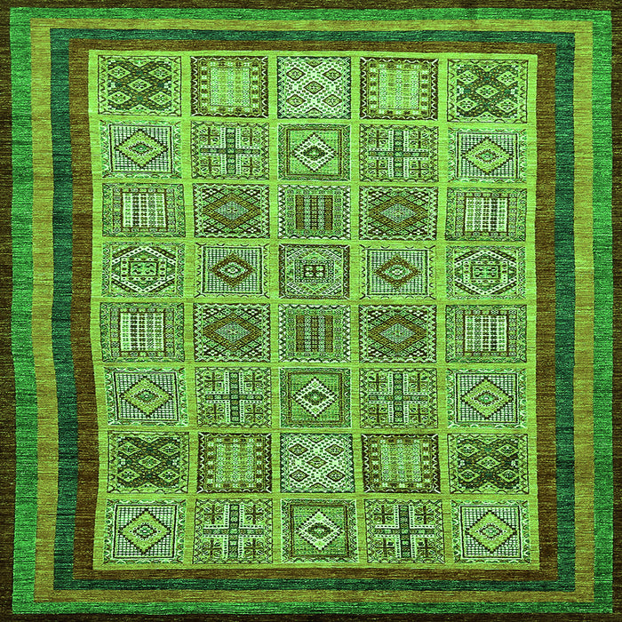 Square Abstract Green Modern Rug, abs533grn
