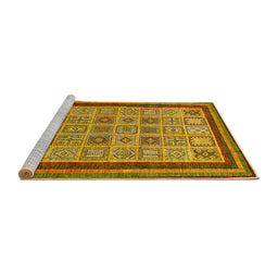 Sideview of Machine Washable Abstract Yellow Modern Rug, wshabs533yw