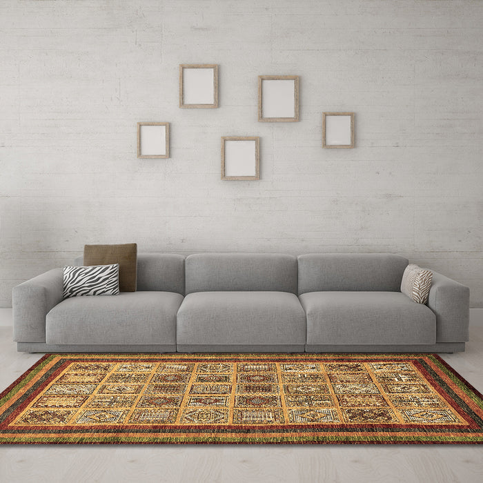 Machine Washable Abstract Brown Modern Rug in a Living Room,, wshabs533brn