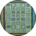 Round Abstract Light Blue Modern Rug, abs533lblu