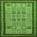 Square Machine Washable Abstract Green Modern Area Rugs, wshabs533grn