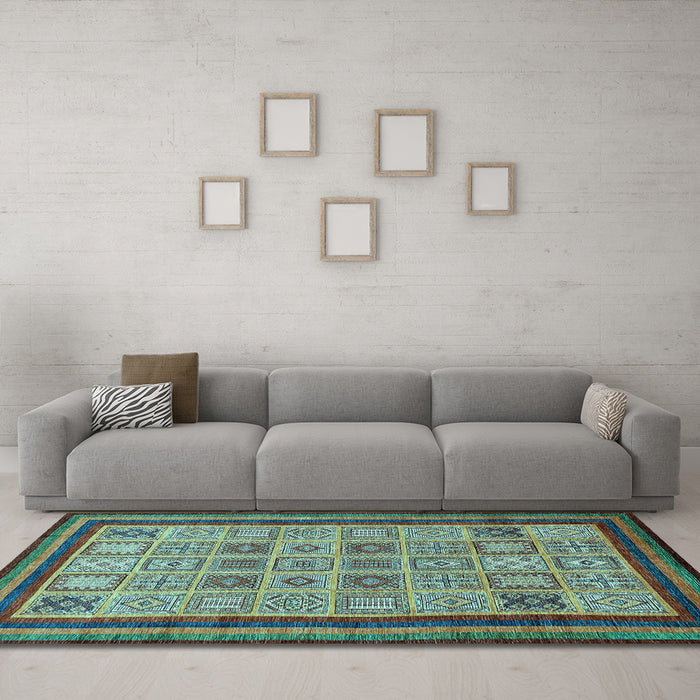 Machine Washable Abstract Light Blue Modern Rug in a Living Room, wshabs533lblu