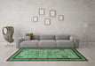 Machine Washable Abstract Turquoise Modern Area Rugs in a Living Room,, wshabs533turq