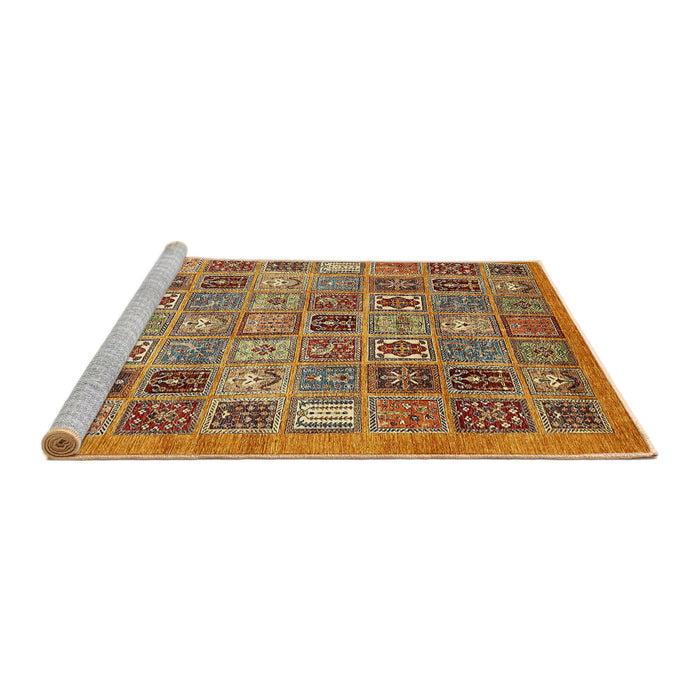 Sideview of Machine Washable Abstract Yellow Orange Rug, wshabs534