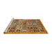 Sideview of Machine Washable Abstract Yellow Orange Rug, wshabs534
