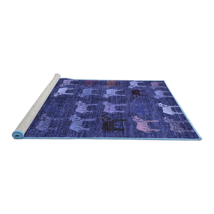 Sideview of Machine Washable Abstract Blue Modern Rug, wshabs5340blu