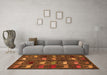 Machine Washable Abstract Orange Modern Area Rugs in a Living Room, wshabs5340org