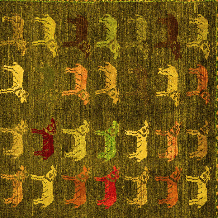 Square Machine Washable Abstract Yellow Modern Rug, wshabs5340yw