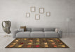 Machine Washable Abstract Brown Modern Rug in a Living Room,, wshabs5340brn