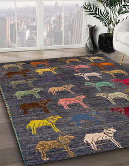 Machine Washable Abstract Burgundy Brown Rug in a Family Room, wshabs5340