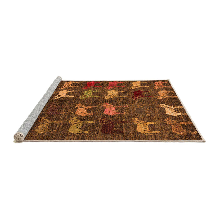 Sideview of Machine Washable Abstract Orange Modern Area Rugs, wshabs5340org