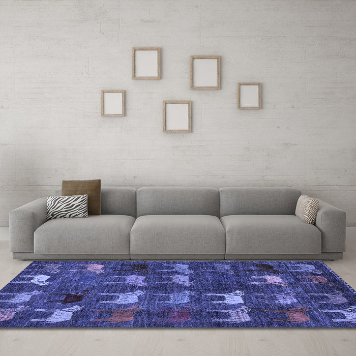 Machine Washable Abstract Blue Modern Rug in a Living Room, wshabs5340blu