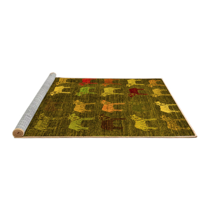 Sideview of Machine Washable Abstract Yellow Modern Rug, wshabs5340yw